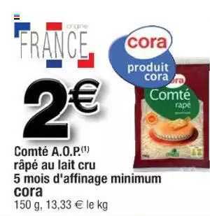 comté a.o.p. râpé au lait cru 5 mois d'affinage minimum cora