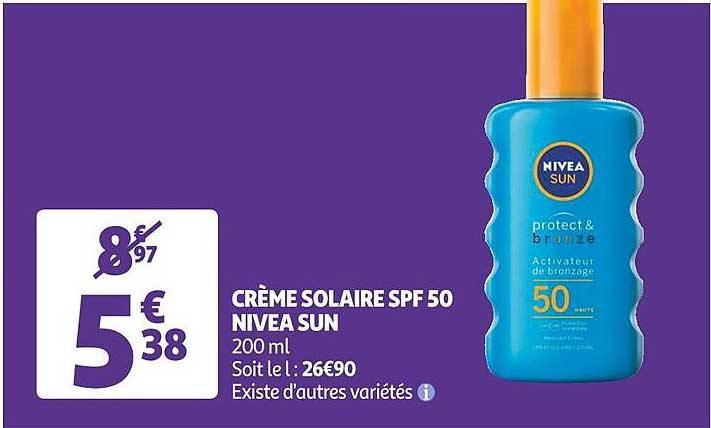 crème solaire spf 50 nivea sun