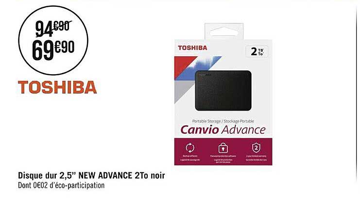 disque dur 2,5" new advance 2to noir toshiba