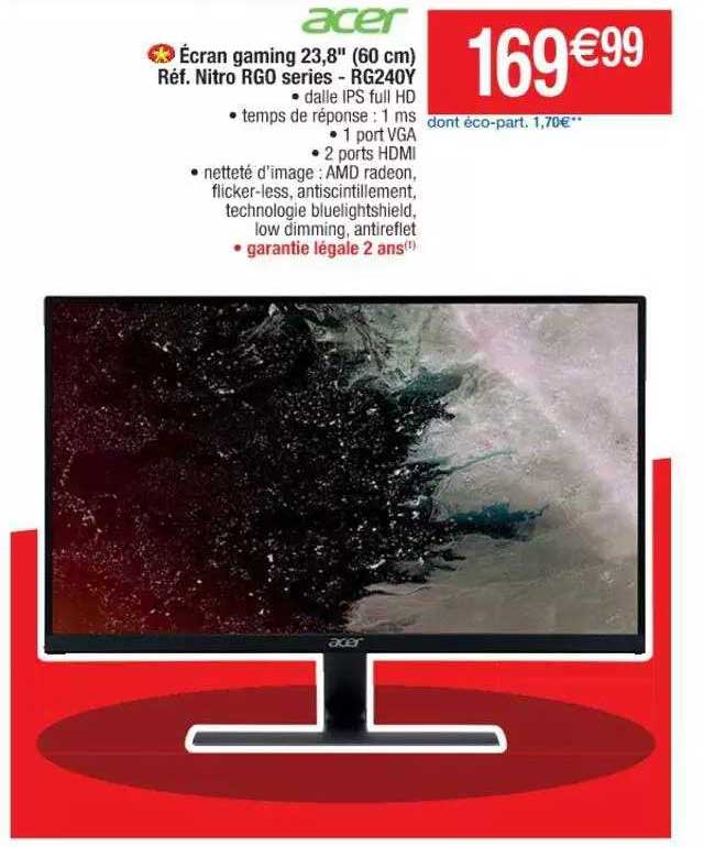 écran gaming 23,8" (60 cm) nitro rgo series acer