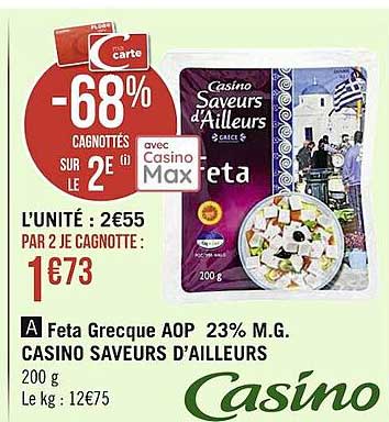 feta grecque aop 23% m.g. casino saveurs d'ailleurs