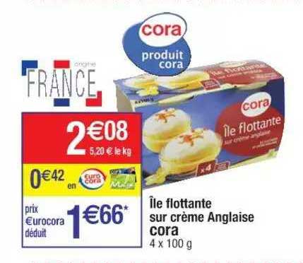 île flottante sur crème anglaise cora