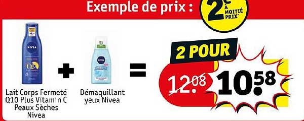 lait corps fermeté q10 plus vitamin c peaux sèches nivea + démaquillant yeux nivea