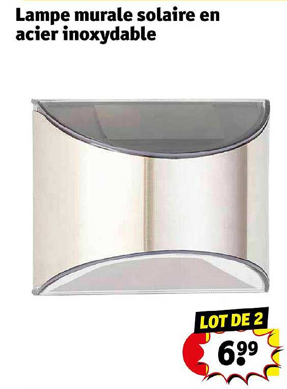 lampe murale solaire en acier inoxydable