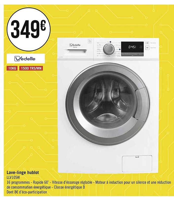 lave-linge hublot vedette