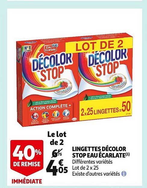 lingettes décolor stop eau écarlate