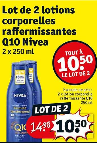 lot de 2 lotions corporelles raffermissantes q10 nivea