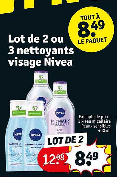 lot de 2 ou 3 nettoyants visage nivea