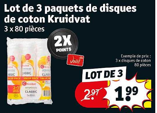 lot de 3 paquets de disques de coton krudvat