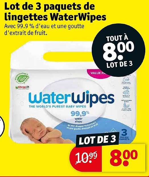 lot de 3 paquets de lingettes waterWipes
