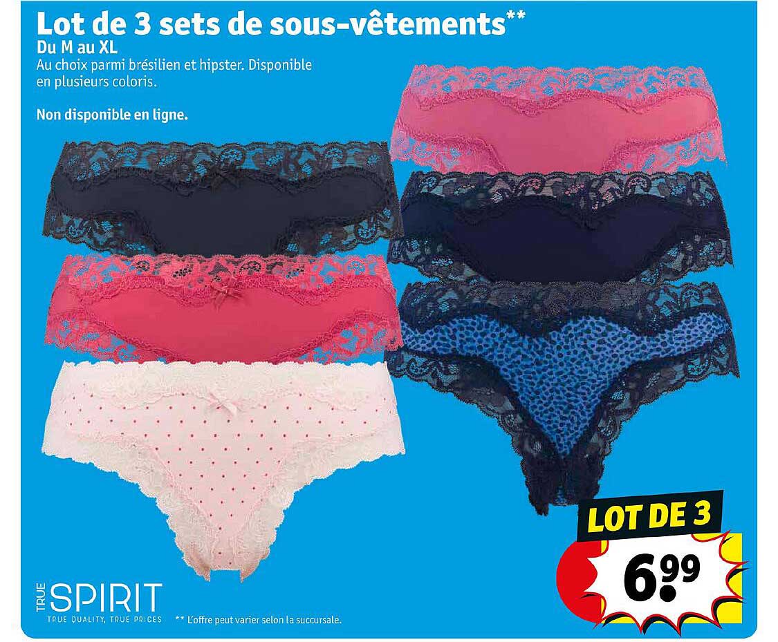 lot de 3 sets de sous-vêtements
