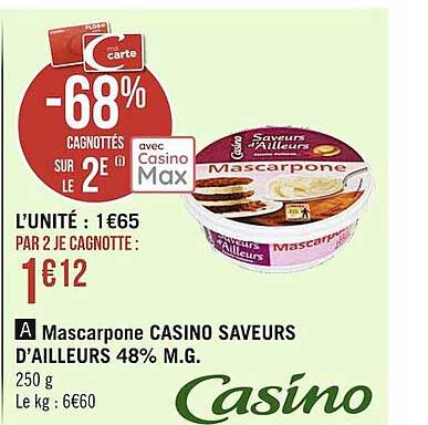 mascarpone casino saveurs d'ailleurs 48% m.g.