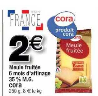 meule fruitées 6 mois d'affinage 35% m.g. cora
