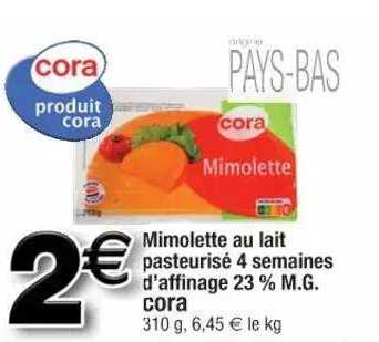 mimolette au lait pasteurisé 4 semaines d'affinage 23% m.g. cora