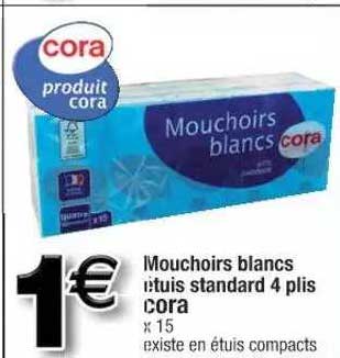 mouchoirs blancs étuis standard 4 plis cora