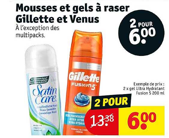 mousses et gels à raser gillette et venus