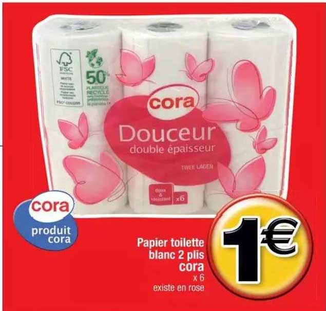 papier toilette blanc 2 plis cora