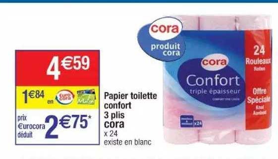 papier toilette confort 3 plis cora