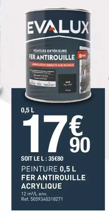 peinture 0,5 l fer antirouille acrylique evalux