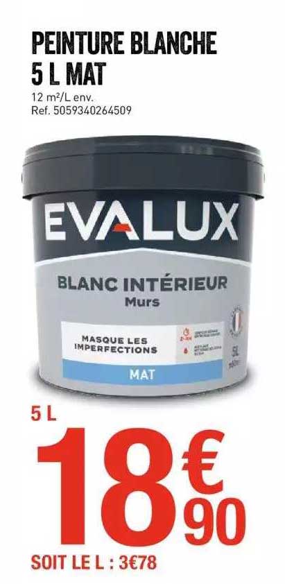 Peinture Blanche 5 L Mat Evalux