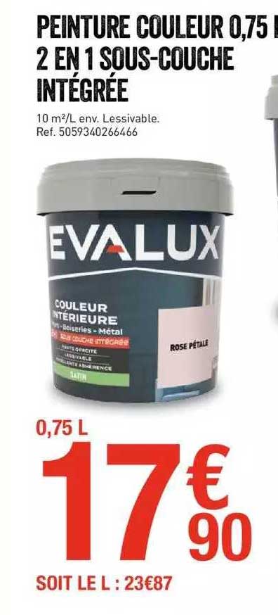 peinture couleur 0,75 l 2 en 1 sous-couche intégrée evalux