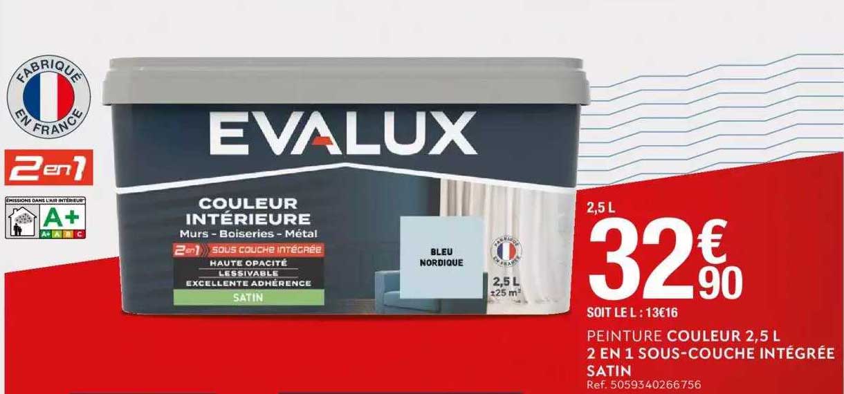 peinture couleur 2,5 l 2 en 1 sous-couche intégrée satin