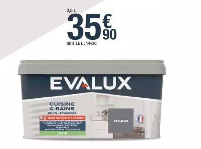 peinture cuisine & bains murs - boiseries evalux