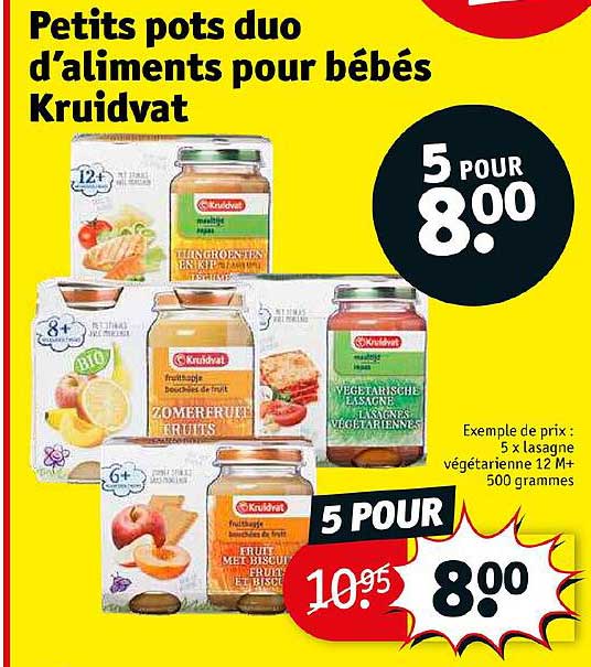petits pots duo d'aliments pour bébés krudvat