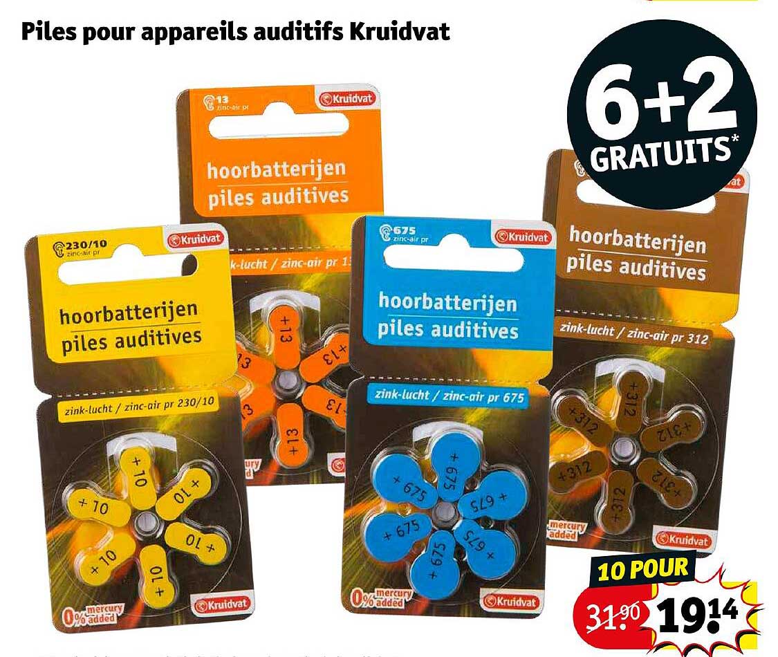 piles pour appareil auditifs kruidvat