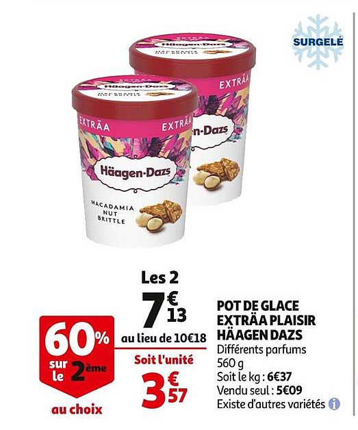 pot de glace exträa plaisir häagen dazs