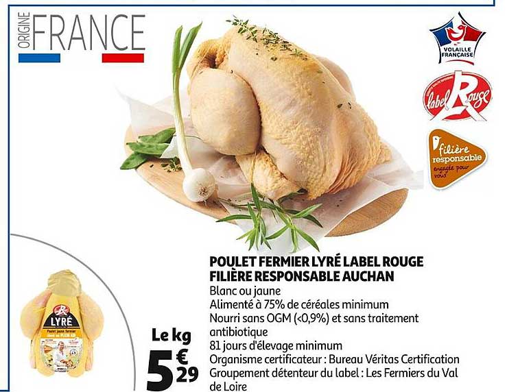 poulet fermier lyré label rouge filière responsable auchan