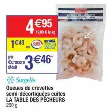 Queues De Crevettes Semi-décortiquées Cuites La Table Des Pêcheurs