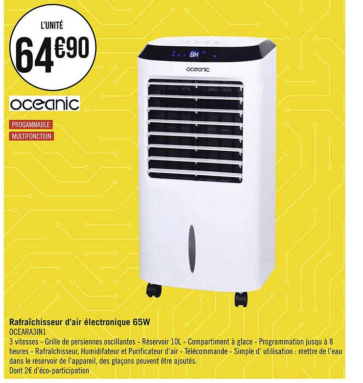 rafraîchisseur d'air électronique 65w océanic