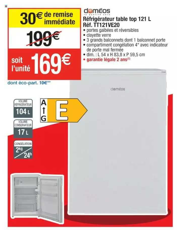 Réfrigérateur Table Top 121 L Doméos