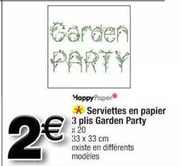 serviettes en papier 3 plis garden party happyPaper