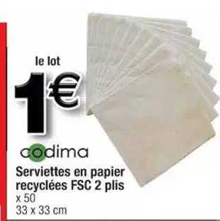 serviettes en papier recyclées fsc 2 plis