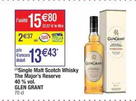 single malt scotch whisky the major's reserve 40% vol. glen grant
