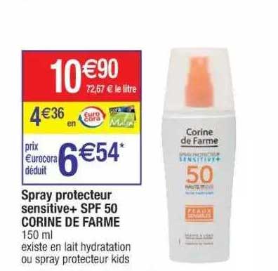 spray protecteur sensitive+ spf 50 corine de farme