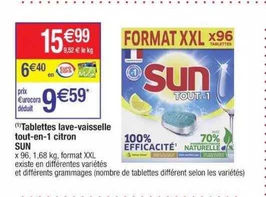 Tablettes Lave-vaisselle Tout-en-1 Citron Sun