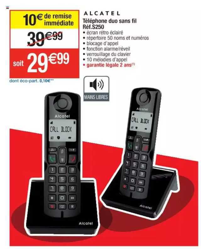 téléphone duo sans fil s250 alcatel