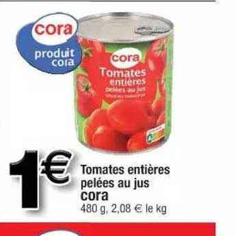 Tomates Entières Pelées Au Jus Cora