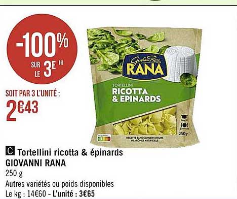 tortellini ricotta & épinards giovanni rana