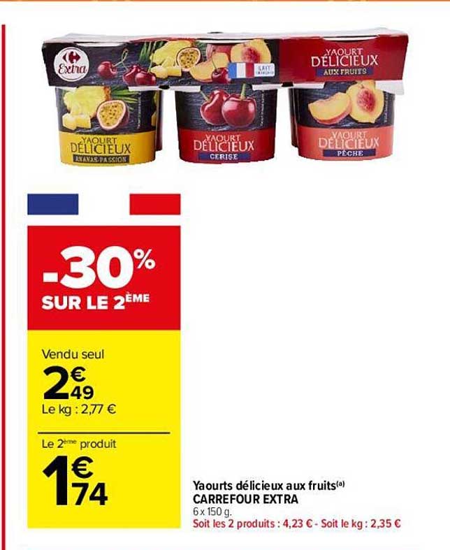 yaourts délicieux aux fruits carrefour extra