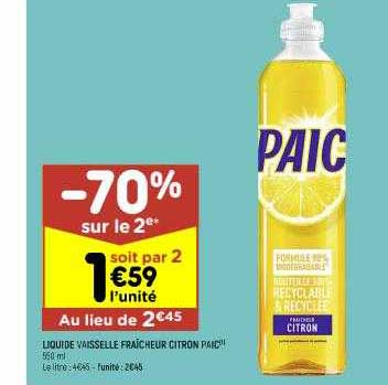 Liquide Vaisselle Fraîcheur Citron Paic