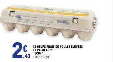 12 œufs frais de poules élevées en plein air "éco+"