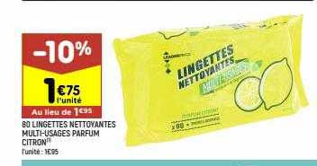 80 lingettes nettoyantes multi-usages parfum citron