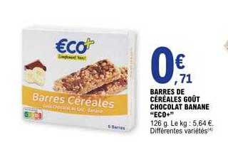 Barres De Céréales Goût Chocolat Banane "éco+"