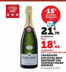 champagne aop extra brut beaumont des crayères grand meunier