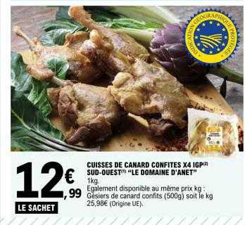 cuisses de canard confites x 4 igp sud-ouest "le domaine d'anet"