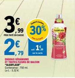 engrais géraniums et toutes fleurs de balcon "algoflash"